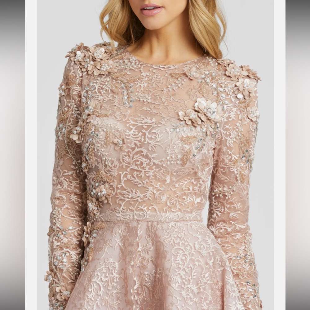 Mac Duggal Floral Embellished Long Sleeve